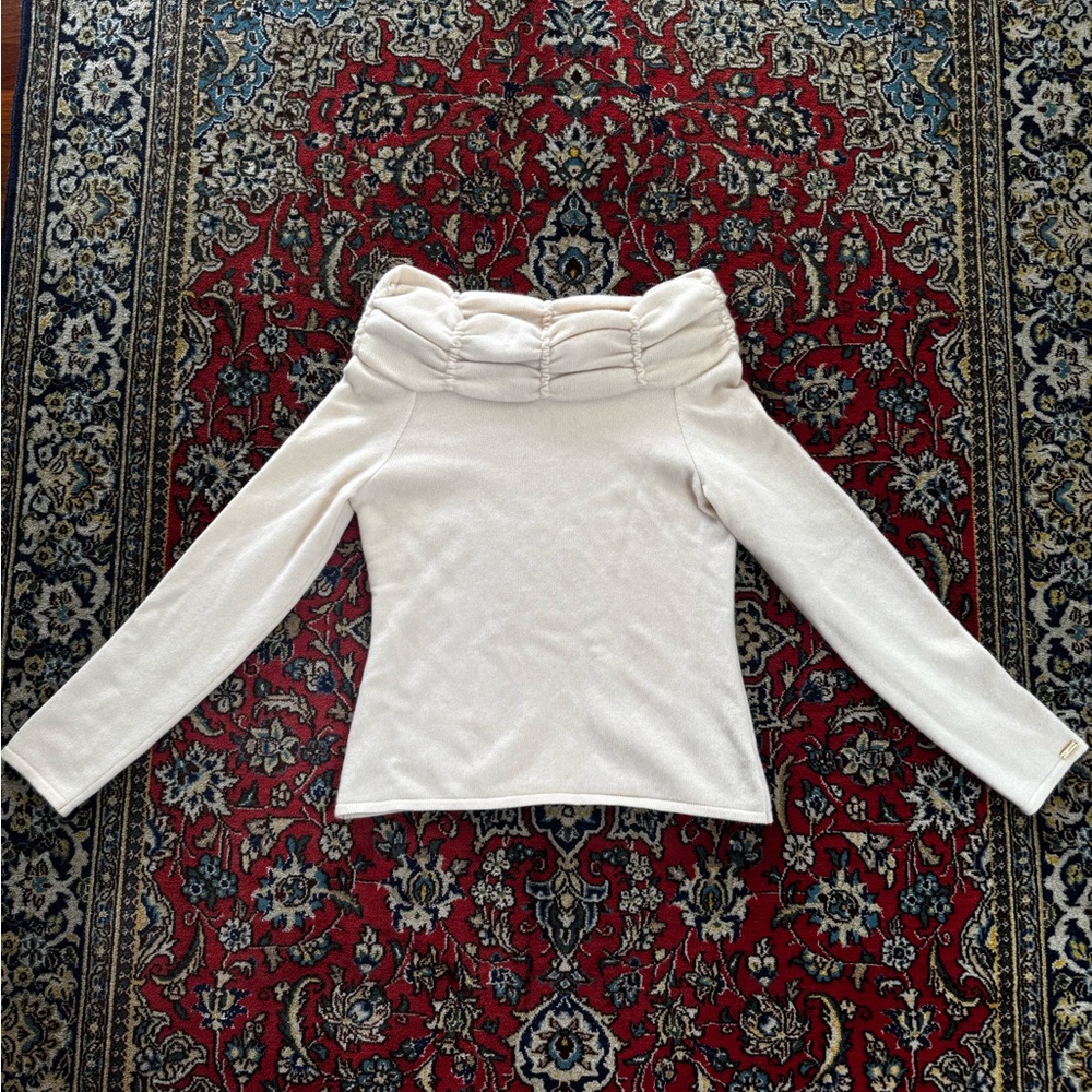 100% Cashmere St. John Off the Shoulder Sweater